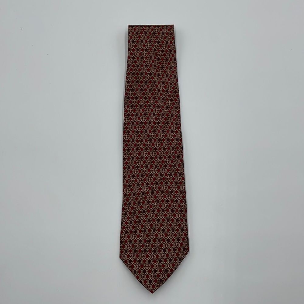 Red and gold 100% silk brooks basics necktie